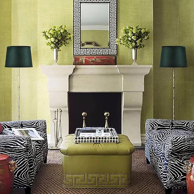 Drum Lamp Shades Large (2 Pack), 14 * 16 * 10 Inch Luxurious Gold Mirror Reflection Modern Farmhouse Lampshades Green for Floor&Table Lamps Replacement Living Room/Bedroom, Required Assembly，By GO&SO
