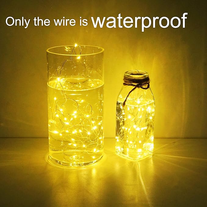 20 Pack Fairy Lights Battery Operated, 20 LED String Lights Mason Jar Lights, Waterproof Copper Wire Mini Lights String Firefly Light for Wedding, Table, Party, Christmas Decor (Warm White)