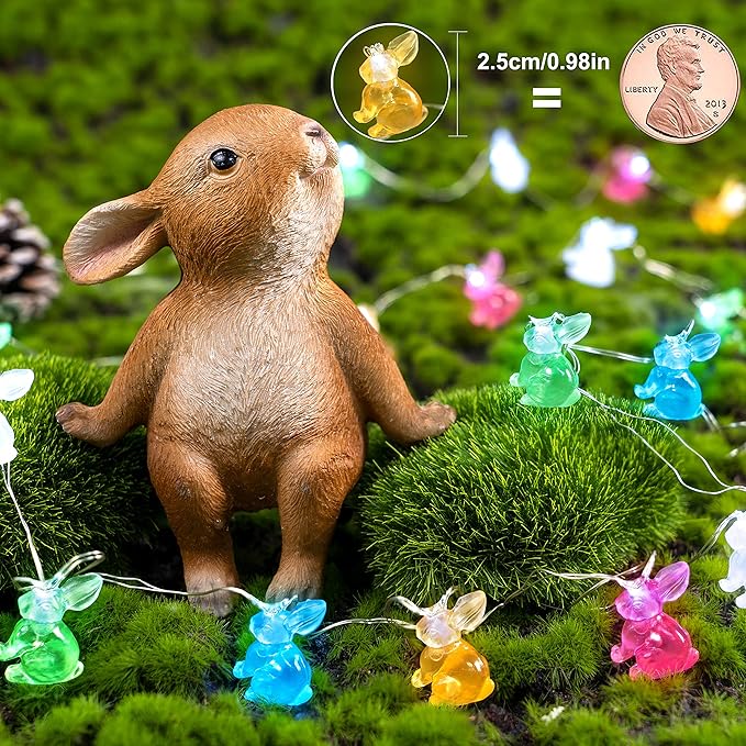 KAiSnova Easter Decorations Lights String 10ft 30 LEDs Bunny Light Easter String Lights Battery Operated with Remote 3D Rabbit Shaped Bunny Decor for Indoor Outdoor Home Party Bedroom