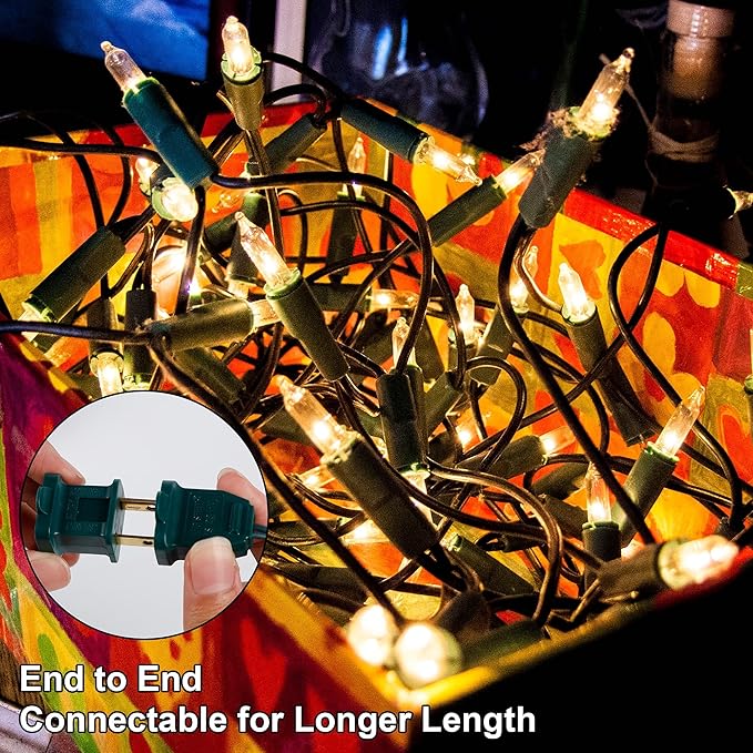 3 Sets Christmas Lights, 150 Count 33 FT Each Mini String Lights, Clear Green Wire Fairy Light, 120V UL Certified Connectable Xmas Tree Light for Holiday Patio Party Outdoor Decoration, Warm White