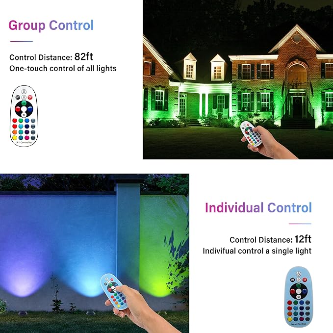 8 Pack Low Voltage Christmas Outdoor Landscape Lighting, RGBW Shielded Well Lights,Color Changing IP67 Waterproof Paver Light Pathway Light,LED Outdoor In-Ground Lights for Garden Yard Fence Deck