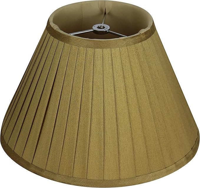 Urbanest Softback Side Pleat Lampshade, Faux Silk, 6-inch by 12-inch by 8-inch, Gold, Spider Washer Fitter