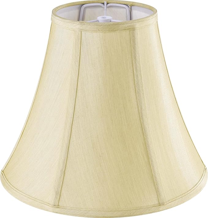 GO&SO Bell Lamp Shades Gold Medium Lamp Shade 6" Top x 13" Bottom x 9.8" High(Spider) Side Ribbing Hand Crafted Replacement Lampshade, Traditional Fabric Lamp Shade for Table Lamp,Floor Lamp