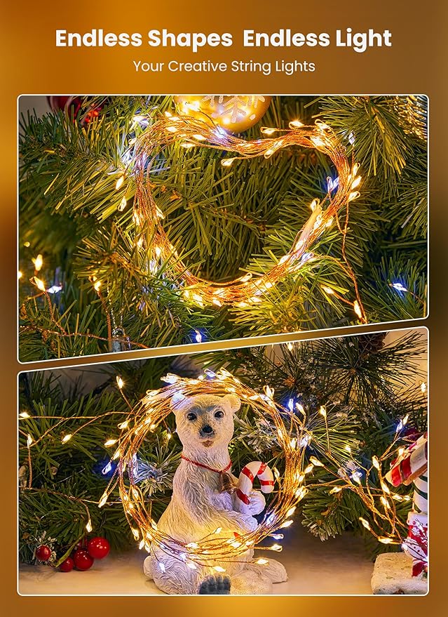 Fairy Lights Battery Operated, 4 Pack 10Ft 120LED Battery Operated Christmas Lights, Waterproof Silver Wire Starry Firefly Light for DIY Crafts Wreath Mason Jars Party Bedroom Christmas Decorations