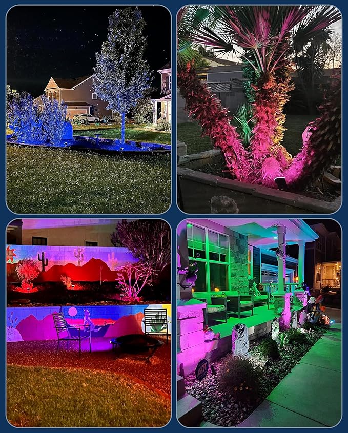 Solar Multicolor Lights Outdoor, 7 Lighting Modes Solar Light Outdoor Waterproof IP68, Color Changing RGB Powered Halloween Lights Outdoor for Garden Yard Patio Landscape Halloween Decorations