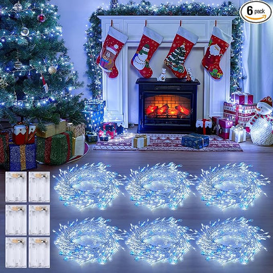 Indoor String Lights 6 Pack 10 Ft 120 LEDs Fairy Lights Battery Operated with Timer for Christmas Decorations DIY Crafts Wedding Table Centerpieces Party Bedroom