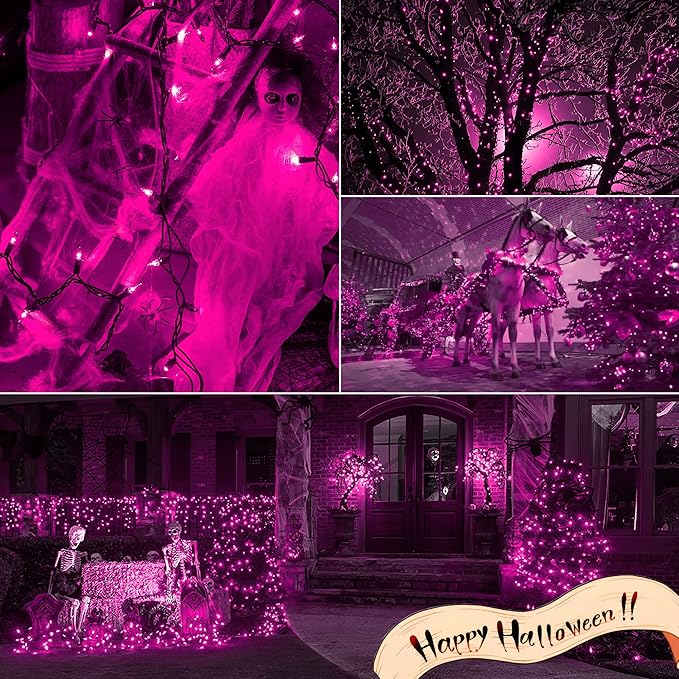 Hopolon Purple Christmas Lights Outdoor, 2Pack 13Feet 50Count Halloween String Lights Connectable 120V Plug in for Outdoor Indoor Garden Party Christmas Xmas Tree Lights Decor (Purple)