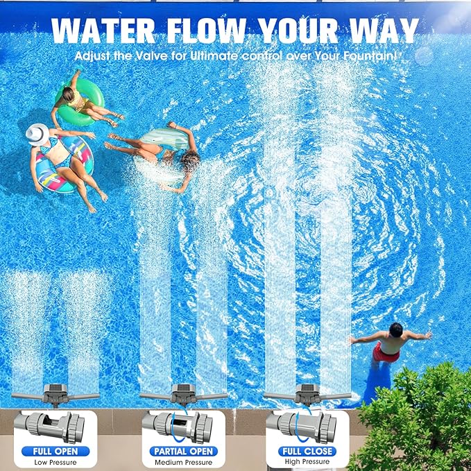 2026 Upgrade Solar Fountain Light Show,Adjustable Dual Spray Sprinkle Pool Fountains for Inground Pool Waterfall,Swimming Pool Water Fountains,Pool Sprayer Fountain for Pool Cooling-Grey