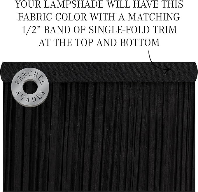 FenchelShades.com Set of 2 Lampshades 6.5" Top Diameter x 15" Bottom Diameter x 11" Slant Height with Washer (Spider) Attachment for Lamps with a Harp (Pleated Mushroom Black)