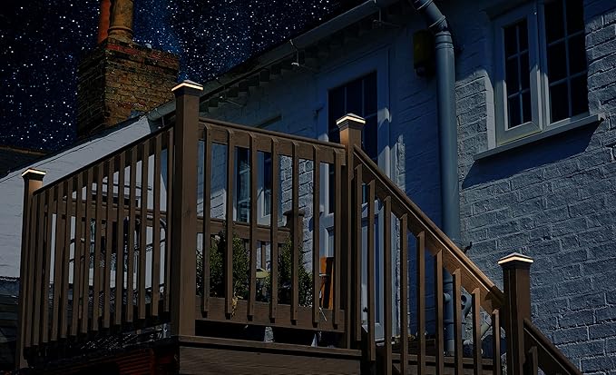 GKOLED Low Voltage Pyramid Post Cap Light, 9-15V AC/DC 3W IP65 Outdoor Deck Lighting, 2700K LED Fence Cap Light for 3.5x3.5 4x4 Wood or Vinyl Posts, Solid Die-cast Aluminum Top, Black