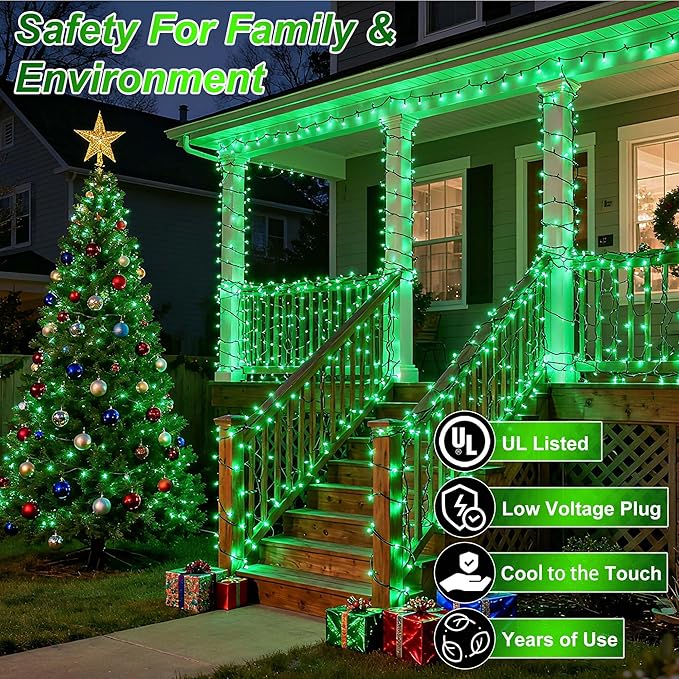 1500 LED 470FT Christmas String Lights Outdoor, 12 Pro Modes and Timer Memory & Brightness, Plug in Waterproof Clear Wire Twinkle Light for for Xmas Yard Tree Wedding Party Decor (Green)