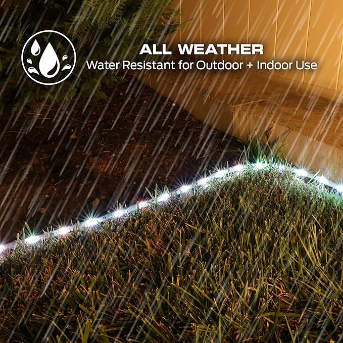 Monster Smart 50 Foot RGB+IC+WW Outdoor LED Light Strip, Sound Reactive, Dimmable, Multicolored & Multi-White, IP44 Waterproof, Weather Resistant, App Control, Compatible with Alexa, Google Home, Siri
