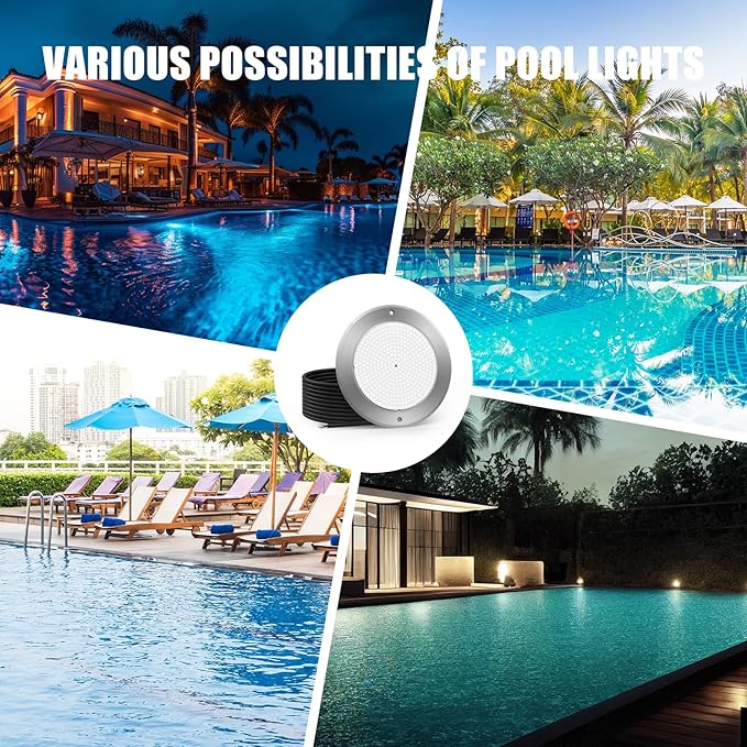 9 inch Pool Lights for Inground Pool, 54W 19 Color Changing Led Underwater Swimming Pool Light with Controller & APP Control, 120V 5500LM IP68 Waterproof Spa Light (50 FT)