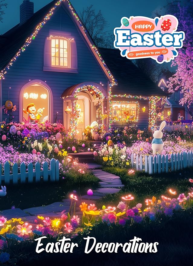 Brightown Easter Decorations Mini String Lights, 50 Count 12 Feet Easter Mini Lights, Waterproof String Light Plug in for Indoor Garland Party Christmas Tree Festival, Pink + Multicolor