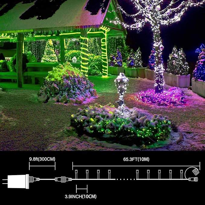 LAMPHOME 33ft St Patrick's Day Decorations Lights, 100 LED Green Wire Fairy Starry String Lights Plug in, 11 Lighting Modes, for Indoor Outdoor Xmas Tree Wedding Party Decoration (Green)