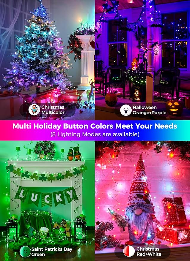 Color Changing Fairy Lights Plug in - 22 Colors 33 FT 100 LED String Lights with Remote, Fairy Lights Indoor with 12 Lighting Modes, Multicolor Christmas Lights for Bedroom Classroom Halloween