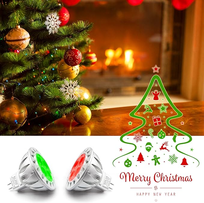 ALIDE LED Bulbs, 7W MR16, Red Green, 38 Deg, 6 Pack Mix, Replace 50W-75W Halogen, Low Voltage AC/DC12V, GU5.3 Base, for Christmas Holiday Decoration, Outdoor Landscape Lighting