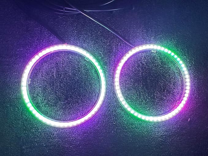 2PCS 70MM Dream Chasing Color Car Angel Eyes LED Halo Ring Lights,LED Headlight Lamp Daytime Running Light,Smart Phone iOS Android App Bluetooth and Remote Control Multilple Colors