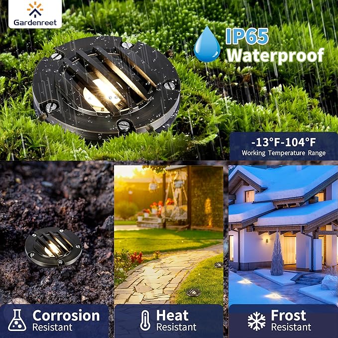 Gardenreet MR16 Well Light - Solid Brass Electric LED Low Voltage Inground Lighting, 12V Replaceable Bulb Weatherproof Fixture, Antique Bronze for Wall Yard Patio Without MR16 Bulb
