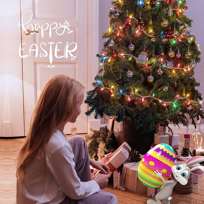 Hopolon Easter Mini String Lights,2PACK 50Count 13Feet Pastel Christmas Lights with White Wire, Incandescent String Lights for Indoor Outdoor Holiday Tree Party Xmas Home Decorations (Multicolor)