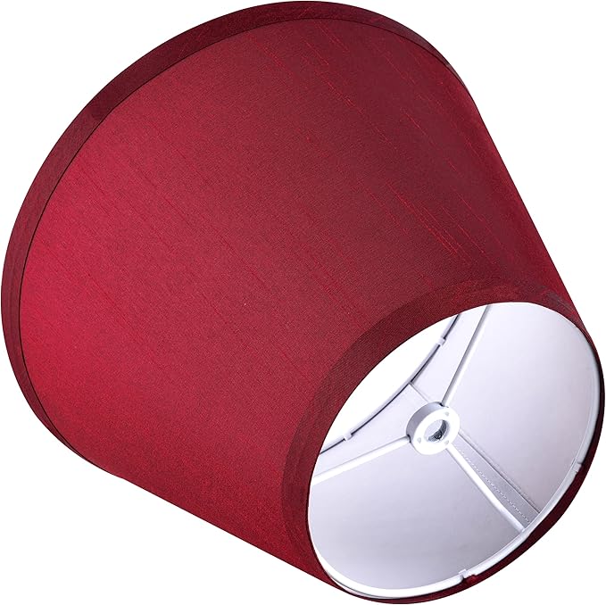2 Pack Small Barrel Burgundy Lamp Shade, Fabric Lampshade for Table and Floor Lamp, 5.5'' Top x 10'' Bottom x 7.2'' Height, Spider Fitting, Handcrafted By GO&SO