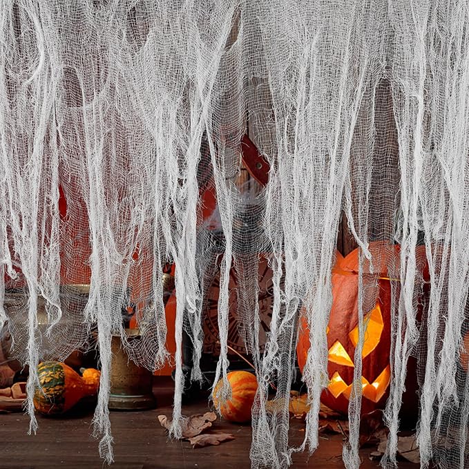 200" x 59" Halloween Spooky Cloth - Creepy Spooky Halloween Decorations - Large Size Scary Creepy Gauze for Halloween Party Supplies Stairway Window Table Doorways Decor