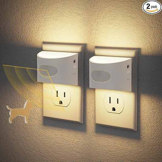 JandCase Motion Sensor Night Light, Night Lights Plug into Wall, Dusk to Dawn Sensor Nightlight with Motion Activated, 30/60/100lm Brightness Dimmable, 3000K Warm White, for Kids Bedroom Hallway
