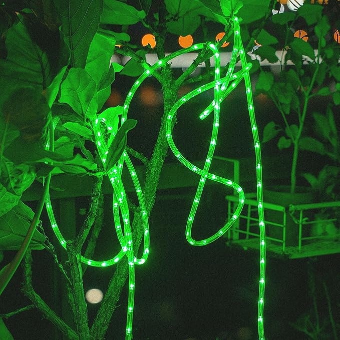 Waterproof LED Rope Lights, Connectable & Flexible with 8 Modes, Outdoor Lighting for Deck, Garden, Pool, Patio & Christmas Decor (Green, 100ft)