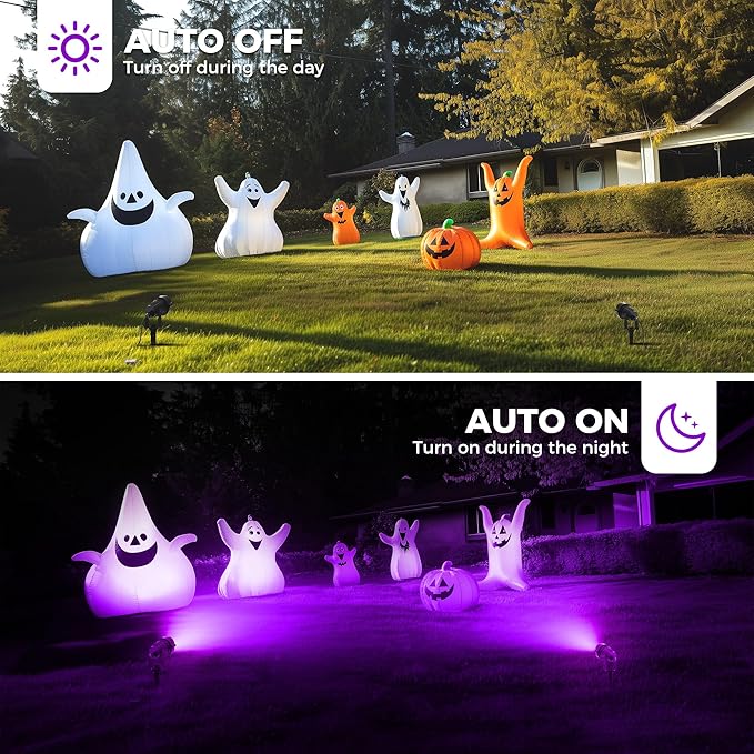 L LOHAS LED Christmas Spotlight Outdoor, Purple Halloween Spot Lights for Yard, Auto On/Off 5W 120V Landscape Lighting for House, Holiday, Trees, Decoration, 450LM IP66 Waterproof, UL Listed, 2 Pack