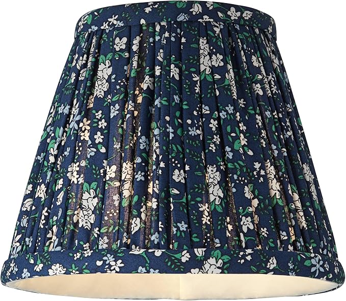 Springcrest Nelle Blue and Green Floral Cottage Core Pleated Shade 3.5x6x5 (Clip-On) - Springcrest