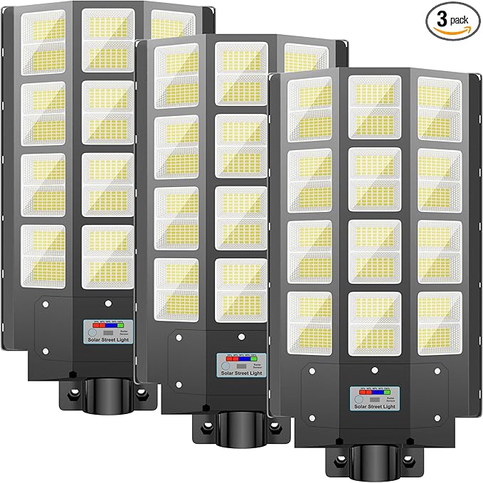 Solar Street Light 8000W, Solar Street Lights Outdoor Waterproof, 240000LM 8000K Solar Powered Street Light Dusk to Dawn with Motion Sensor, LED Wide Angle Lamp