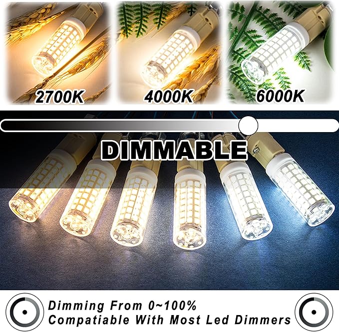 E11 Led Bulbs Dimmable No-Flicker, JDE11 120V 50W Halogen Candelabra Bulb Equivalent,T3 T4 Mini Base 2700K Warm White 5W 500lm E11 Bulb for Chandeliers, Ceiling Fan, Table Lamps, Cabinet Lighting,4Pcs