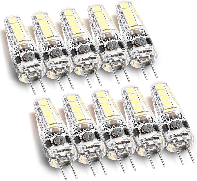 6000K White G4 RV Landscape Ceiling Recessed Puck Led Lights Interior 12v Replacement Bulbs 107d,JC Bi-Pin G4 2W T3 10W-20W Equiv for Camper Trailer Motorhome Marine Boat Deck Stair Step Path,10Pcs