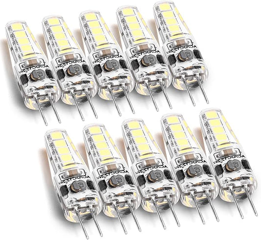 6000K White G4 RV Landscape Ceiling Recessed Puck Led Lights Interior 12v Replacement Bulbs 107d,JC Bi-Pin G4 2W T3 10W-20W Equiv for Camper Trailer Motorhome Marine Boat Deck Stair Step Path,10Pcs