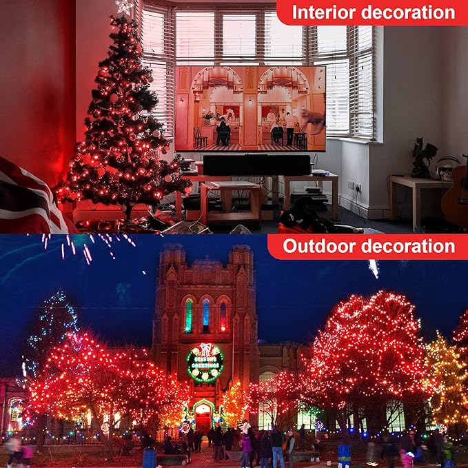 Hopolon 2PACK 50-Count Red Christmas Lights with White Wire - 13ft Connectable Mini Red String Lights Plug in for Anniversary, Christmas Tree, Wedding, Party Decor, Indoor & Outdoor Holiday Lighting