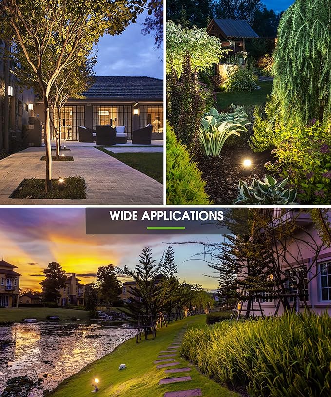 L LOHAS LED Outdoor Landscape Lighting, Auto On/Off 3000K Low Voltage Landscape Lighting, IP66 Waterproof Spot Lights for Yard, Outside, Garden, House, Pathway, Plant, Holiday Decor (6 Pack)