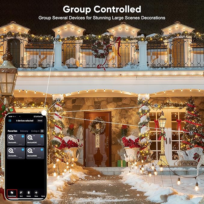 Ollny Smart Christmas Lights 131FT 400LEDs, Color Changing Christmas Tree Lights App & Remote Controlled, RGB String Light with DIY Music Timer for Outdoor Indoor Valentines Day Party Decorations