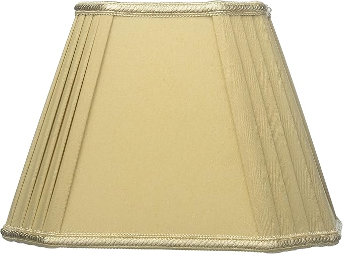 Royal Designs Rectangle Empire w Pleated Cut Corners Designer Lampshade w Staggered Pleats, Antique Gold, (5.5x4) x (10x6.75) x 7.5