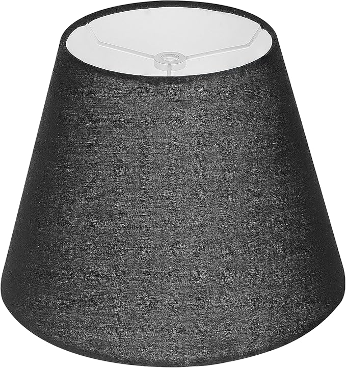 ALUCSET Small Lamp Shade, Barrel Fabric Lampshade for Table Lamp and Floor Light, 6x10x7.5 inch, Natural Linen Hand Crafted, Spider (Black)