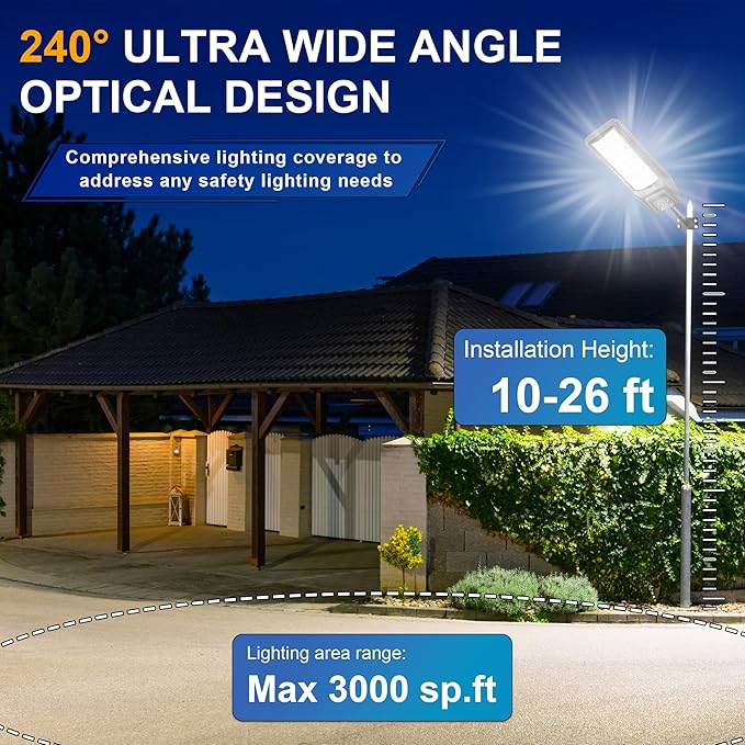 loyoele Solar Street Light Outdoor Waterproof Dusk to Dawn, 9000W Solar Parking Lot Lights Commercial Large Outdoor Flood Light Heavy Duty Solar Power with Motion Sensor for Yard Garden