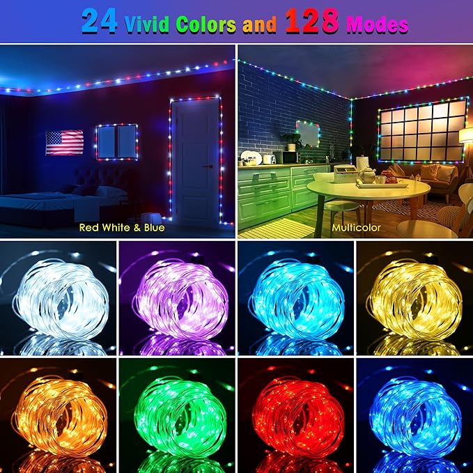 OMIKA 100FT 300 LED Connectable Rope Lights, 24 Color Changing Outdoor String Lights Plug in with Remote, Extendable IP68 Waterproof Fairy Lights for Outside Garden Patio Deck Bedroom Christmas Decor