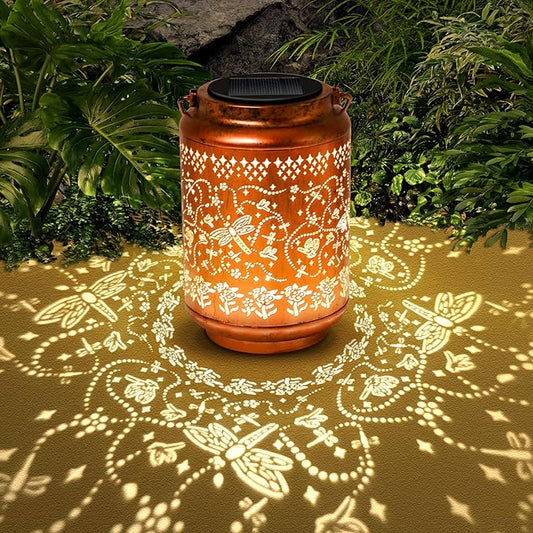 Solar Lanterns Outdoor Dragonfly Metal Waterproof Garden Decor Christmas Birthday Gifts for Women Mom Grandma Decorative LED Hanging Solar Lights Outside for Yard, Patio,Backyard,Landscape