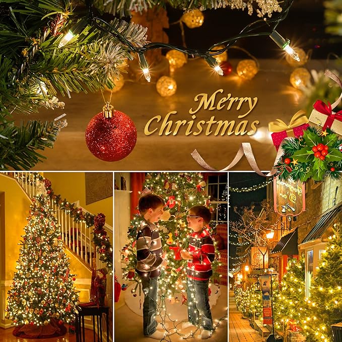 Hopolon 2 Pack 13ft 50 Clear Mini Christmas String Lights on Green Wire Cord for Indoor Outdoor Use, Connectable 120V Clear Tree Lights for Wedding, Bedroom, Porch Decor(Warm White)