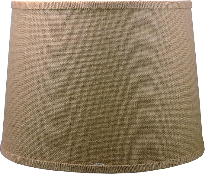 Urbanest French Drum Burlap Lampshade, 14-inch by 16-inch by 11-inch, Natural