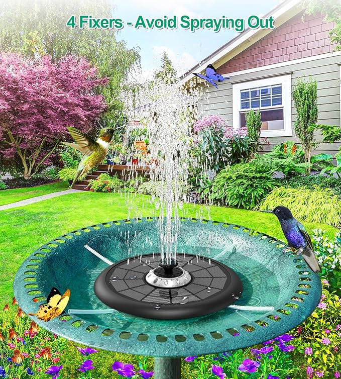 SZMP Solar Fountain Upgraded UFO Colorful Lights, 5W Solar Water Fountain Pump with 7 Nozzles & 4 Fixers, for Bird Bath, Garden, Pool, Outdoor Decor (Multicolor)