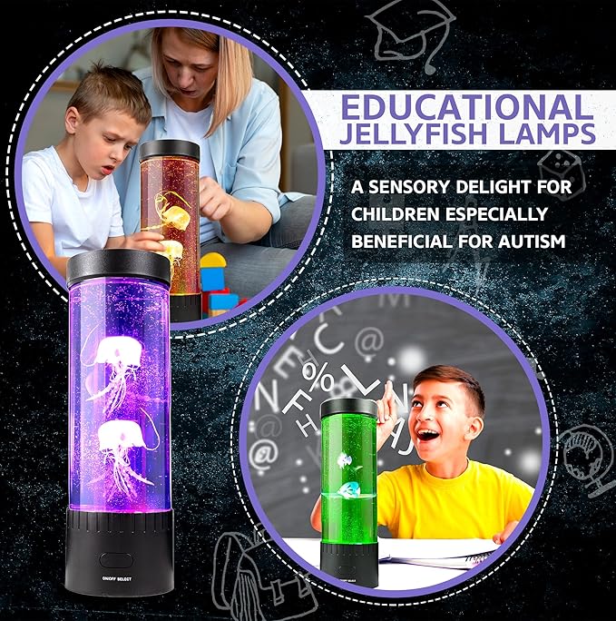 Brewish Jellyfish Lamp (Upgraded Motor 2025),16 Color Changing Mood Lamps, 4 Modes Aquarium Night Light, Artificial Fish Tank with Moving Fish, Sensory Room LED Lights for Autism, ADHD, Excellent Gift
