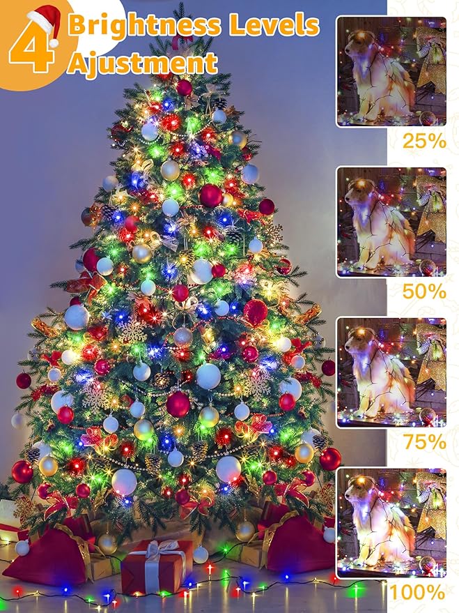 328 FT 1000 LED Christmas Lights, Waterproof Outdoor String Lights with Remote and Timer, Christmas Tree Lights with 8 Modes Dimmable, Fairy Lights for Holiday Decor (Multicolor)