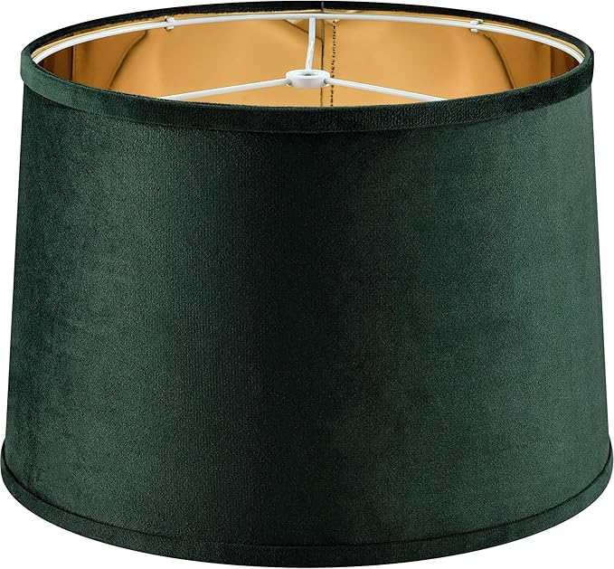 Luxurious Gold Mirror Reflection Green Drum Lamp Shade Large 1 Pack, 14 * 16 * 10 Inch (Spider), Modern Farmhouse Lamp Shades for Floor&Table Lamps Replacement Living Room,Required Assembly By GO&SO
