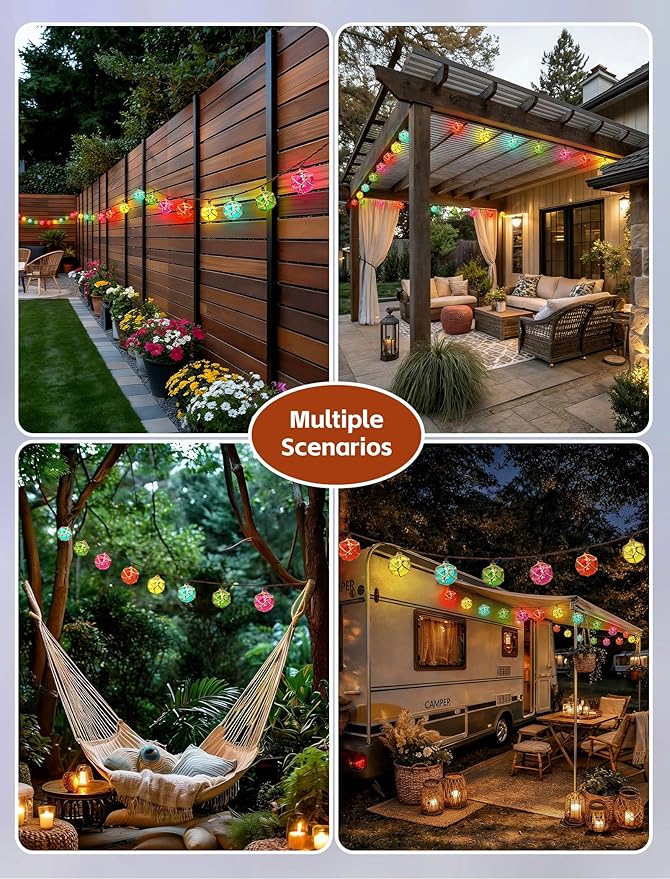 8.5 Ft Nautical Fishing Float String Lights, Beach Themed Buoy Lights Set of 10 LED Tiki Bar Lights Indoor Home Decor and Outdoor Patio Decorations-Multicolor