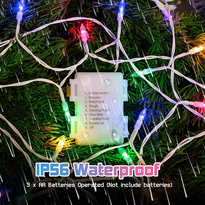30 LED Easter Mini Lights - 11.5Ft Pastel Colored Battery String Light with 8 Modes, Timer, Waterproof - Fairy Christmas Lighting for Outdoor Tree Bedroom House Party Garland Decorations - White Wire